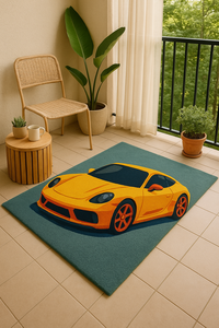 Tapis carré en laine tufté à la main au design artistique moderne, ensemble de tapis colorés pour salon et pique-nique, lavable - Product Image 1