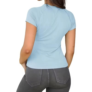 High Quality Athleisure Women's Cotton Crop <b>T</b> <b>Shirt</b> Breathable Quick Dry Short Sleeve Casual Tee Crew Neck Summer Gym Top Mini - Product Image 3