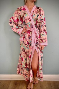 Cotton Kimono Bathrobe Turkish Cardigan Nightwear <b>Dressing</b> <b>Gown</b> Bird Print Beach Bikini for Summer Spa and Bath Gift - Product Image 3