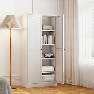 Armadio Dispensa Autoportante in Metallo Bianco da 61 Pollici, 4 Ripiani Regolabili (Capacità 50 kg), Unità di Stoccaggio per Cucina - Product Image 3