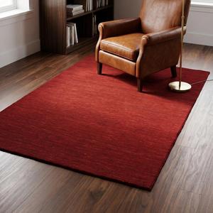 Tapis de luxe en laine rouge unie noué à la main avec motif floral classique pour salon et chambre à coucher - Product Image 5