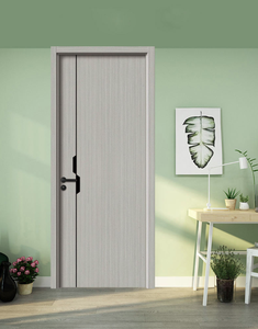 Puerta de Entrada Privada Moderna de PVC con Chapa de Madera, Resistente a la Humedad, Ignífuga, Puerta Interior de MDF Sólido, Material Principal Madera - Product Image 2