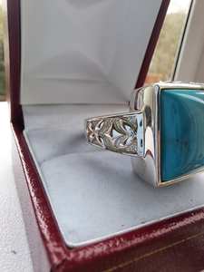 Bague en argent sterling Whitney Kelly avec turquoise, bijoux en pierres précieuses faits à la main, design élégant pour femmes, vente en gros, exportation - Product Image 2