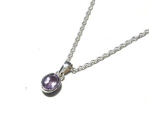 Natural Faceted Amethyst Gemstone Pendant, 925 Sterling <b>Silver</b> <b>Necklace</b> Chain Pendant, Gift For Girls & Women. - Product Image 3