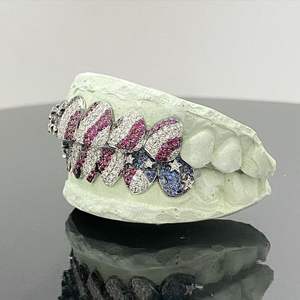 Grillz personnalisés exclusifs en argent sterling 925 avec diamants Moissanite VVS, entièrement sertis, brillants, bijoux Hip Hop - Product Image 1