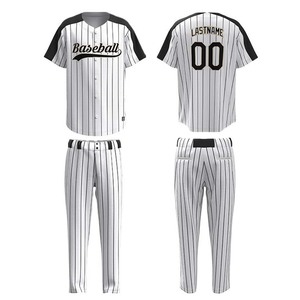 Uniformes de baseball unisexes rayés, lettres et numéros brodés, uniformes de baseball personnalisés avec service OEM - Product Image 4