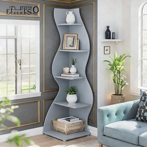 Estantería de Esquina Moderna, Diseño de Librería Elegante y Contemporáneo - Product Image 1