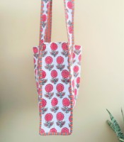 Sac fourre-tout d'été en coton fait main, imprimé Jaipur Block Print Art, matelassé, à bandoulière, avec fermeture éclair, grande taille pour le voyage