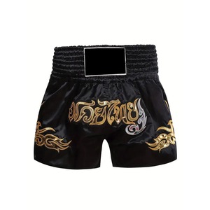 กางเกงมวยไทยชาย ปักลายทอง งานแฮนด์เมด สำหรับ MMA ทรงปกติ ผ้าโพลีเอสเตอร์ยืดได้ - Product Image 1