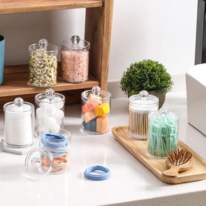 Lot de 8 distributeurs de cotons-tiges en acrylique avec couvercles et étiquettes – Boîtes de rangement transparentes pour cotons-tiges et cure-dents - Product Image 2