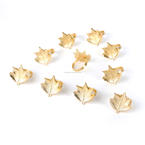 Vente chaude Métal Cercle Serviette Anneau Feuille D'or En Forme De Décoration De Table pour La Partie En Gros En Vrac Quantité - Product Image 4