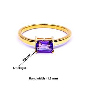 Bagues en argent sterling 925 plaqué or avec améthyste sertie en canal pour fiançailles et mariage, unisexe - Product Image 2