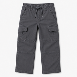 Pantalon cargo imprimé pour garçons, en sergé de coton, multi-poches, taille élastique avec cordon de serrage, coupe droite, décontracté, style streetwear - Product Image 4