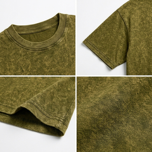 T-shirt Homme Délavé Effet Usé Coton Coupe Décontractée Style Urbain Tissu Épais Confortable Vente en Gros Fabrication - Product Image 3