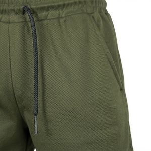 Pantalones Cortos para Hombre al por Mayor, Color Verde Oliva, con Símbolo de Anime Berserk, Logotipo Personalizado en la Parte Delantera, Cierre Elástico a la Altura de la Rodilla, Cintura Media, Transpirables, 100% Algodón - Product Image 6