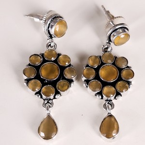 Oxidized Silver Yellow <b>Red</b> Stone Dangle <b>Earrings</b> Wholesale | Indian Handmade Boho <b>Earrings</b> Bulk Supplier | Jewelry Manufacturer - Product Image 5