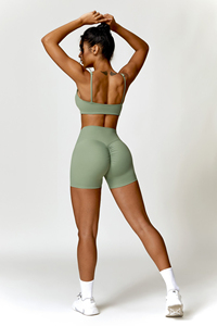 สปอร์ตบราคุณภาพสูง รุ่นพิสตาชิโอ คามิลา ทรงหัวใจ คอลูกเรือเว้าลึก ดีไซน์ใหม่ รองรับแรงกระแทกสูง สำหรับออกกำลังกายและฟิตเนสสำหรับผู้หญิง - Product Image 6