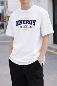 เสื้อยืดคอกลมแขนสั้นทรงโอเวอร์ไซส์ ยูนิเซ็กซ์ ผ้าฝ้าย 100% ระบายอากาศได้ดี แห้งเร็ว ไม่เป็นขุย ใส่สบาย สไตล์สตรีทแวร์ - Product Image 2