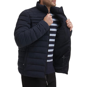 Veste matelassée imperméable respirante bleu marine pour homme, col montant, fermeture éclair, vêtement d'extérieur décontracté d'hiver, coupe classique - Product Image 3