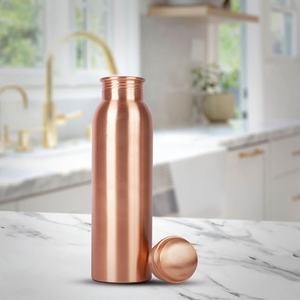 Polished Copper Water <b>Bottle</b> Long Neck Drinking <b>Bottle</b> Smooth Body Reusable Copper <b>Flask</b> Kitchen Office Travel Hydration - Product Image 1