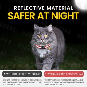BURAQ Durable Reflective Cat <b>Collar</b> with Rivet Decoration Safety Breakaway Buckle Adjustable Soft Nylon for Medium Cats - Product Image 6