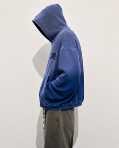HG OEM Custom embroidery LOGO Waffle Knit Fabric <b>Zip</b> up Style Oversized Boxy Vintage Hoodies Custom Men Clothes Manufacturer - Product Image 2