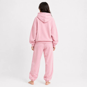 Conjunto Deportivo Oversize Rosa para Mujer, Sudadera y Pantalones de Algodón de Color Sólido, Corte Holgado, con Cierre de Cordón - Product Image 4