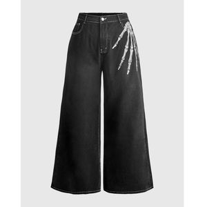 Pantalones Vaqueros Anchos Personalizados para Hombre, Estilo Y2K Gótico, con Estampado Cyber Sigilism, Pantalones de Mezclilla Hip Hop, Ropa Urbana Grunge - Product Image 5