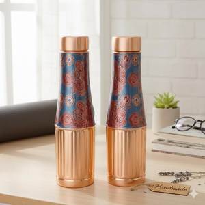 Lifelang Copper Water Bottle Hammered Finish Portable Travel <b>Drinkware</b> Minimalist Design - Product Image 4