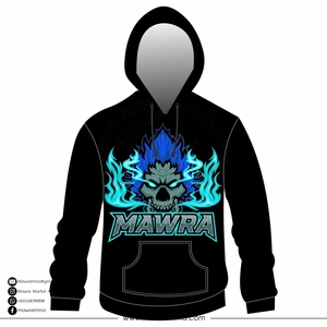 Sweat-shirt à capuche en coton noir pour hommes, avec logo Mawra Skull Flame, en molleton de coton, décontracté, coupe régulière, vêtements d'automne pour unisexe - Product Image 5