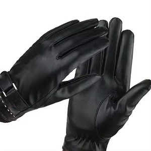 Gants en cuir longs jusqu'au poignet, thermiques, chauds pour l'hiver, style décontracté, doublure en coton, usage quotidien - Product Image 4