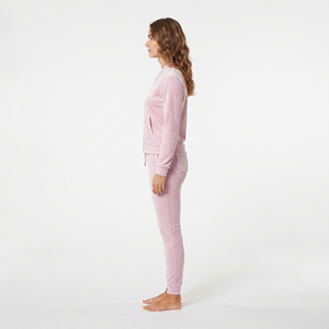 Women's Pink Fleece Tracksuit Full <b>Zip</b> Hoodie <b>Jogger</b> Set Casual Winter Wear Solid Color Side <b>Pockets</b> - Product Image 4