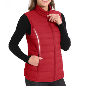 Gilet matelassé léger bleu marine pour femme avec col montant et fermeture éclair – Veste sans manches décontractée - Product Image 2