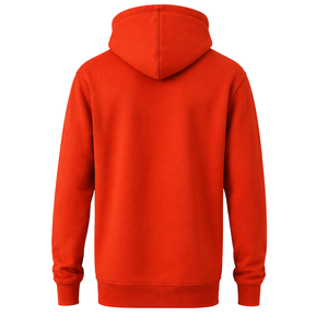 เสื้อฮู้ดผู้ชายสีแดงสดแบบสั่งทำพิเศษ ผ้าฟลีซ แขนยาว ทรงปกติ มีเชือกผูก กระเป๋าจิงโจ้ สไตล์สตรีทแวร์ รับผลิตแบบ OEM - Product Image 2