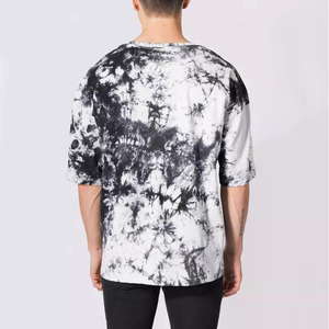 Men's Casual Acid <b>Wash</b> Canvas Vintage T-Shirts High Street Cotton Drop Shoulder with Custom O-neck Cartoon Print Short Sleeves - Product Image 3