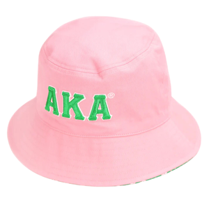 AKA Reversible Bucket <b>Hat</b> Embroidered Pink Green White Cotton Sun <b>Hat</b> Double Sided Casual Outdoor <b>Cap</b> - Product Image 1