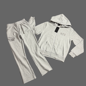 Everyday Wear <b>Lightweight</b> Regular Stylish Durable Winter Solid Soft Cotton Full-zip <b>Hoodie</b> And Matching Straight-leg Jogger Set - Product Image 1