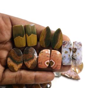 Le fournisseur de Jaipur propose des cabochons en vrac de haute qualité en jaspe océanique naturel de coupe ovale pour la fabrication de bijoux fournitures en gros - Product Image 2