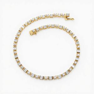 Pulsera de tenis de moissanita chapada en oro con piedras redondas y baguette, certificada por IGI, para mujer, regalo para fiesta - Product Image 4