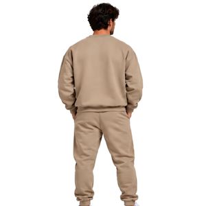 Mens Sand Beige Graphic Crewneck <b>Sweatshirt</b> Jogger Pants Set Casual Fleece Tracksuit <b>Gym</b> Streetwear Winter Athletic Sportswear - Product Image 3