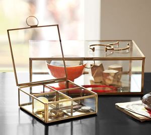 Customized Metal & Glass Storage Boxes With Metal Frame For Jewelry Organizers And Decorative Use Glass Storage Boxes - Product Image 4