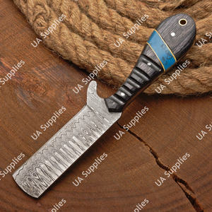 Couteau de boucher western en acier Damas fait main, manche en bois Pakka noir, personnalisable OEM/ODM, vente en gros - Product Image 4