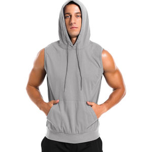 Sudadera sin Mangas con Logotipo Personalizado, de Alta Calidad, Transpirable, Informal, para Fitness, Deporte, Color Sólido, para Hombre, Gimnasio - Product Image 2