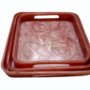 Plateau de service rond en résine fait main, style américain, poli, écologique, couleur personnalisable pour fêtes, hôtels et usage domestique – Meilleure vente - Product Image 5