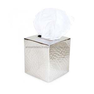 Porta pañuelos de aluminio martillado plateado, cuadrado, ecológico, estilo clásico, para uso doméstico y en restaurantes. - Product Image 1