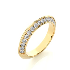 Bague de mariage classique unisexe en or massif 18 carats avec diamant rond taille brillant - Product Image 3