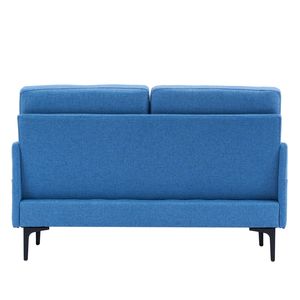 Sillón de interior azul con marco de hierro y asiento trasero de madera Sofá para dos personas para sala de estar - Product Image 6