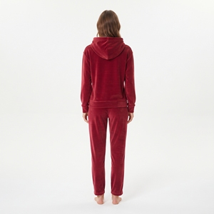 Women's <b>Velvet</b> Hooded Pullover Sweatshirt and Pants Set Casual Winter Solid Color Two Piece Velour <b>Tracksuit</b> - Product Image 6