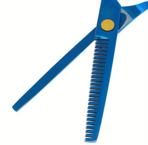 Ciseaux à effiler les cheveux en acier inoxydable bleu, lame droite, pour salon de coiffure, pour franges et coiffage - Product Image 4