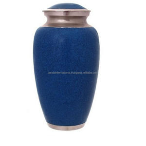 Urnes funéraires en laiton classiques et de haute qualité avec étain et marbre bleu fini pour les cendres humaines - Product Image 1